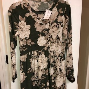 Olive green boutique style babydoll dress